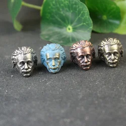 EDC Brass Great Physicist Head Sculpture Knife Bead Lanyard Pendants Charms Paracord Bead DIY Umbrella Rope Bracelet Accessories