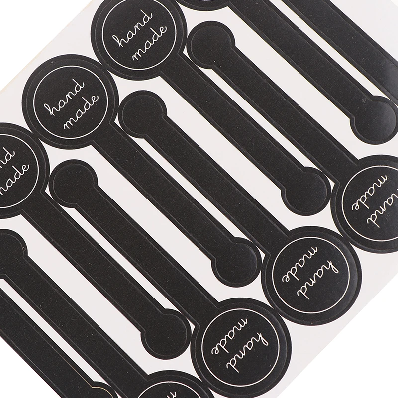 100Pcs Handmade Packaging Sealing Sticker Labels Long Style Black Handmade Cake Packaging Sealing Label Kraft Sticker Baking