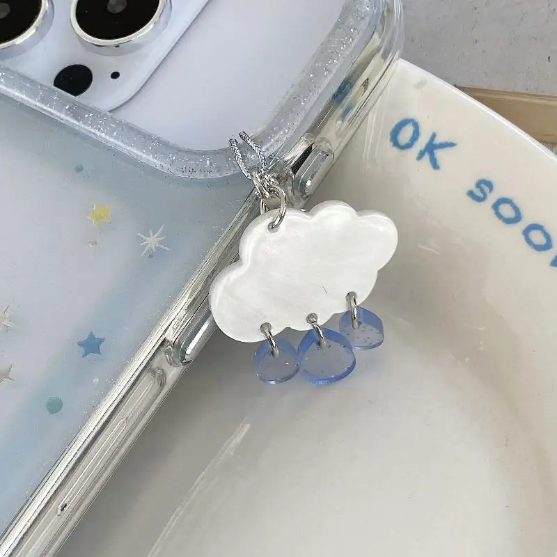 *New Cute Cloud Raindrop Keychain INS Raindrop Charms Mobile Phone Rope Pendant Keyring Phone Lanyard For Bag Phone Decoration