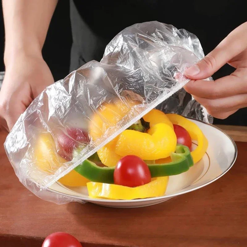 100pcs Disposable Food Cover kithchen Refrigerator fruit food Stretch Leftovers protection flim Dustproof Bowls Cups Caps bag