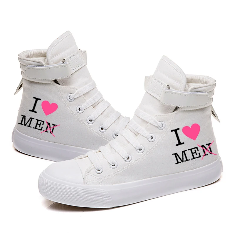 I Love Heart Me Not Men Vintage Graphic Letter New High Top Shoe Women Casual Shoes Black Sneakers Men Soft Shoes Streetwear