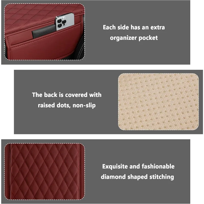 Upgraded Car Center Console Cover,Microfiber Leather Car Armrest Cover Cushion Storage Bags,Universal Car Armrest Storage Box