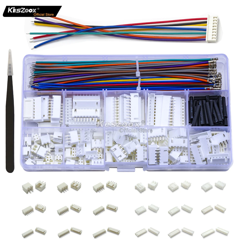 

Tcenofoxy JST XH 2.5mm XHP-B2 2-10P Male/Female Socket Crimped Terminal Wire 22AWG Cable Connector Kit SXH-001T-P0.6N