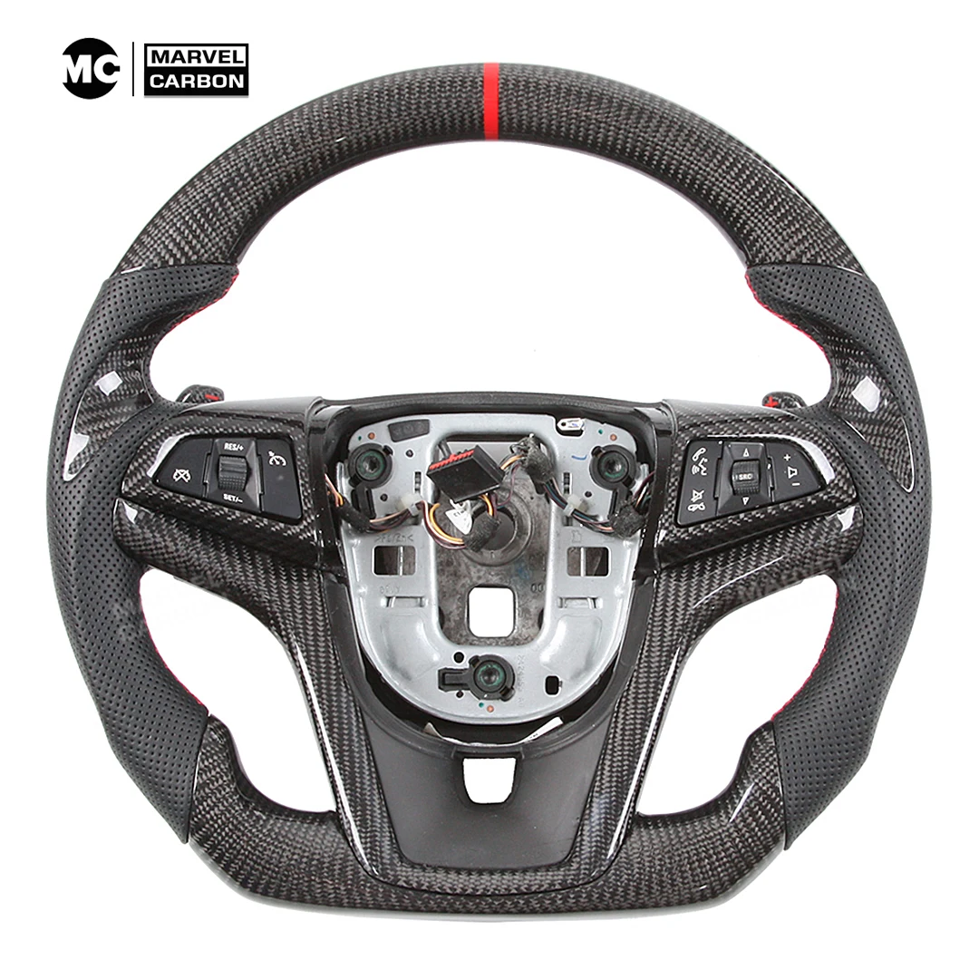 

Carbon Fiber Steering Wheel For Chevrolet Camaro 2010-2015 Customized Perforated leather No Airbag
