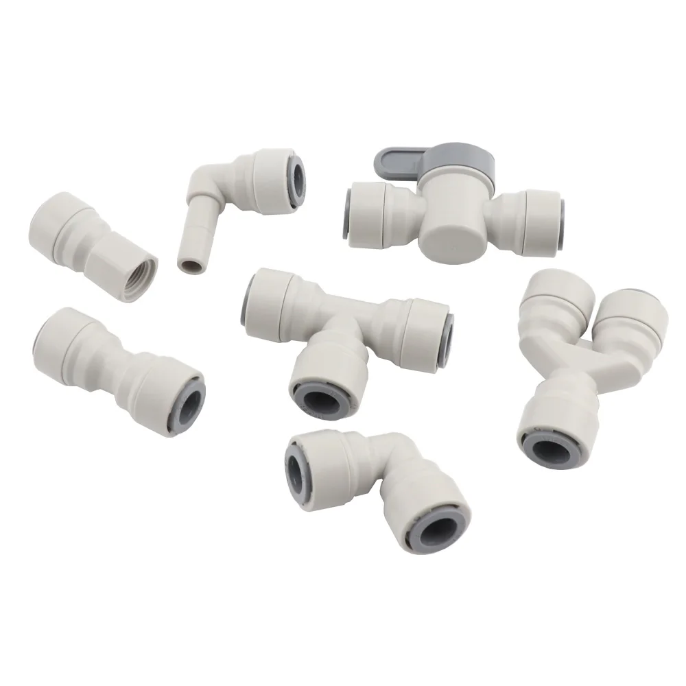 RO Water Fitting Quick Connector 3/8"OD Hose Tee Y Ball Valve Equal Convert Elbow Straight Push In Pipe Fitting Homebrew Beer view 2