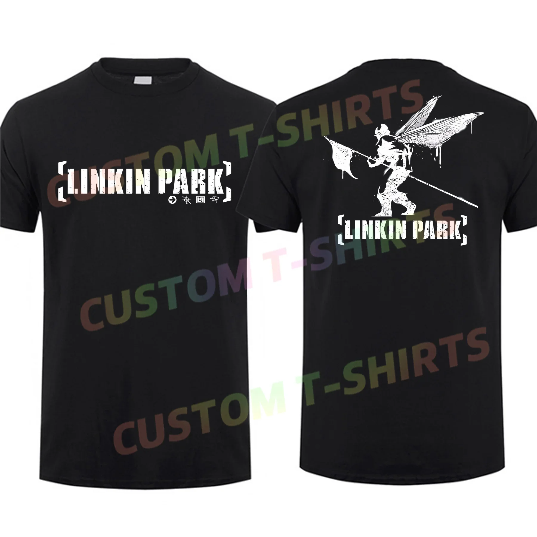 2023 Fashion Men Linkins Bracket Logo Park T Shirt Double-sided Casual Oversized T-shirt Graphic Youth Cloth Streetwear S-3XL