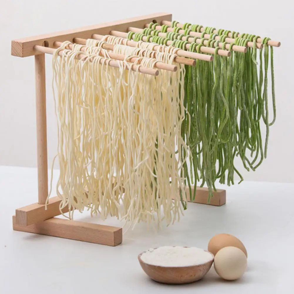 Collapsible Wooden Pasta Drying Rack 8 Arm Foldable Homemade Spaghetti Stand Quickly Set Up Dryer Noodle Hanger Kitchen Gadget