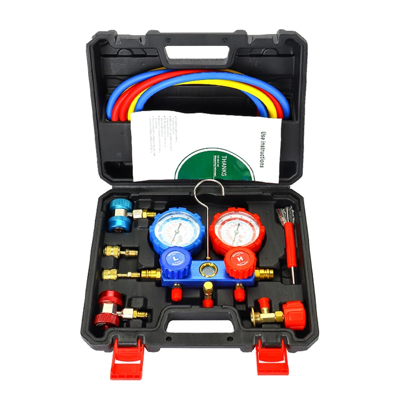 

Набор манометров переменного тока подходит для холодильников R134A R410A с 3-мя адаптерами для шлангов Acme Tank Регулируемые муфты и можно красить