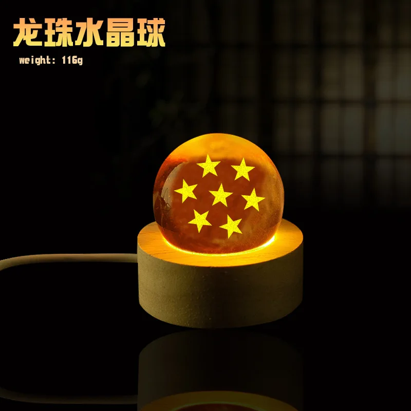 2026 Neue Dragon Ball Z Animation 1-7 Stern Kristallkugel LED Holzlampenständer Nachtlicht Gelbe Kristallkugel Schreibtisch-Ornamente Spielzeug