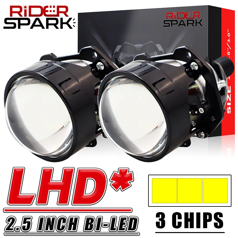 

H4 H7 Led Lenses 2.5 Inch Bi Led Projector Lens 9005 9006 Car Headlight Bulbs 40000LM 120W Super 6000K Halo Lights Mini RHD/LHD