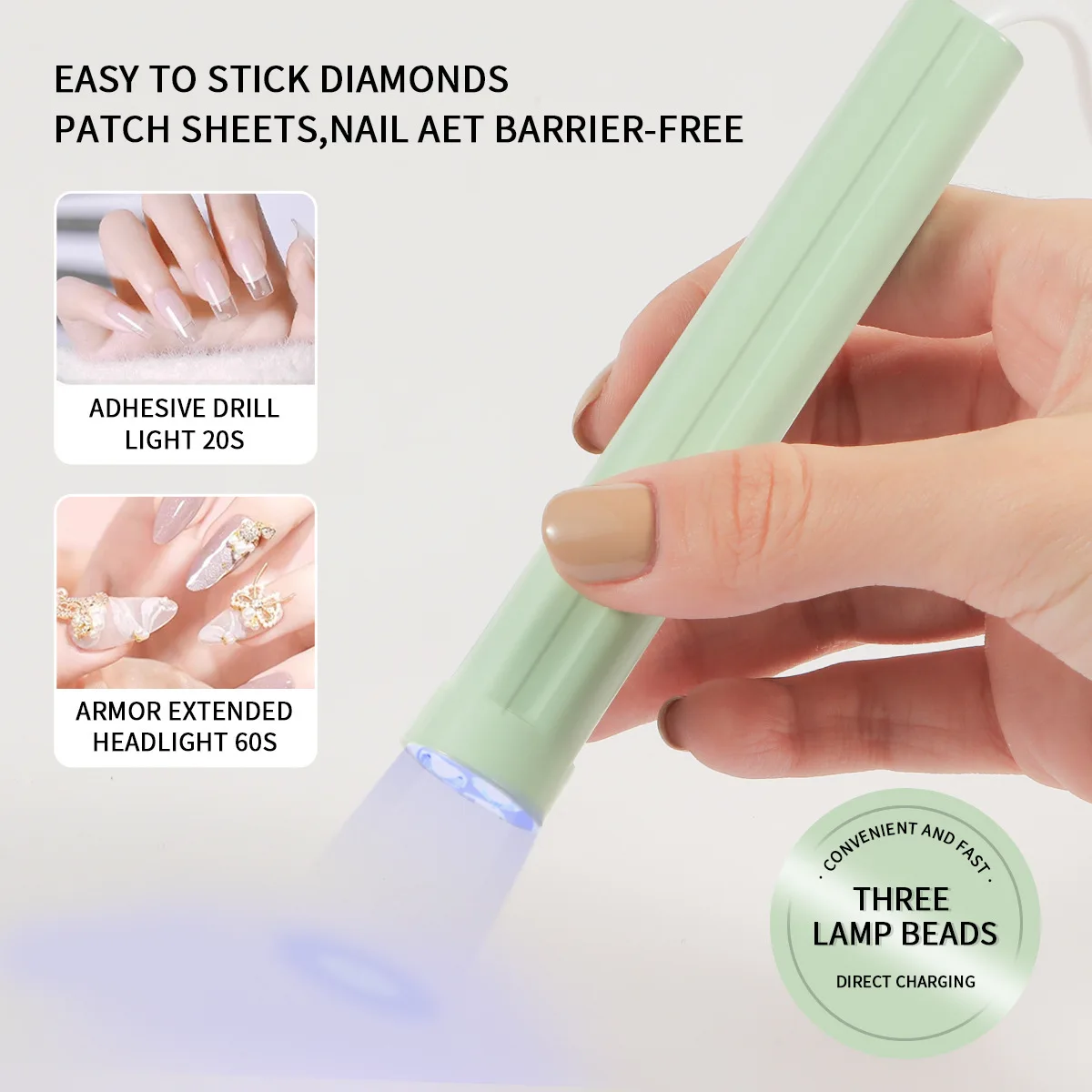 Draagbare Mini Nagellamp Droger Pen UV LED Gel Polish Curing Alle Gels Tool Cabine Enkele Vinger Zaklamp Lamp Nail Art Apparatuur