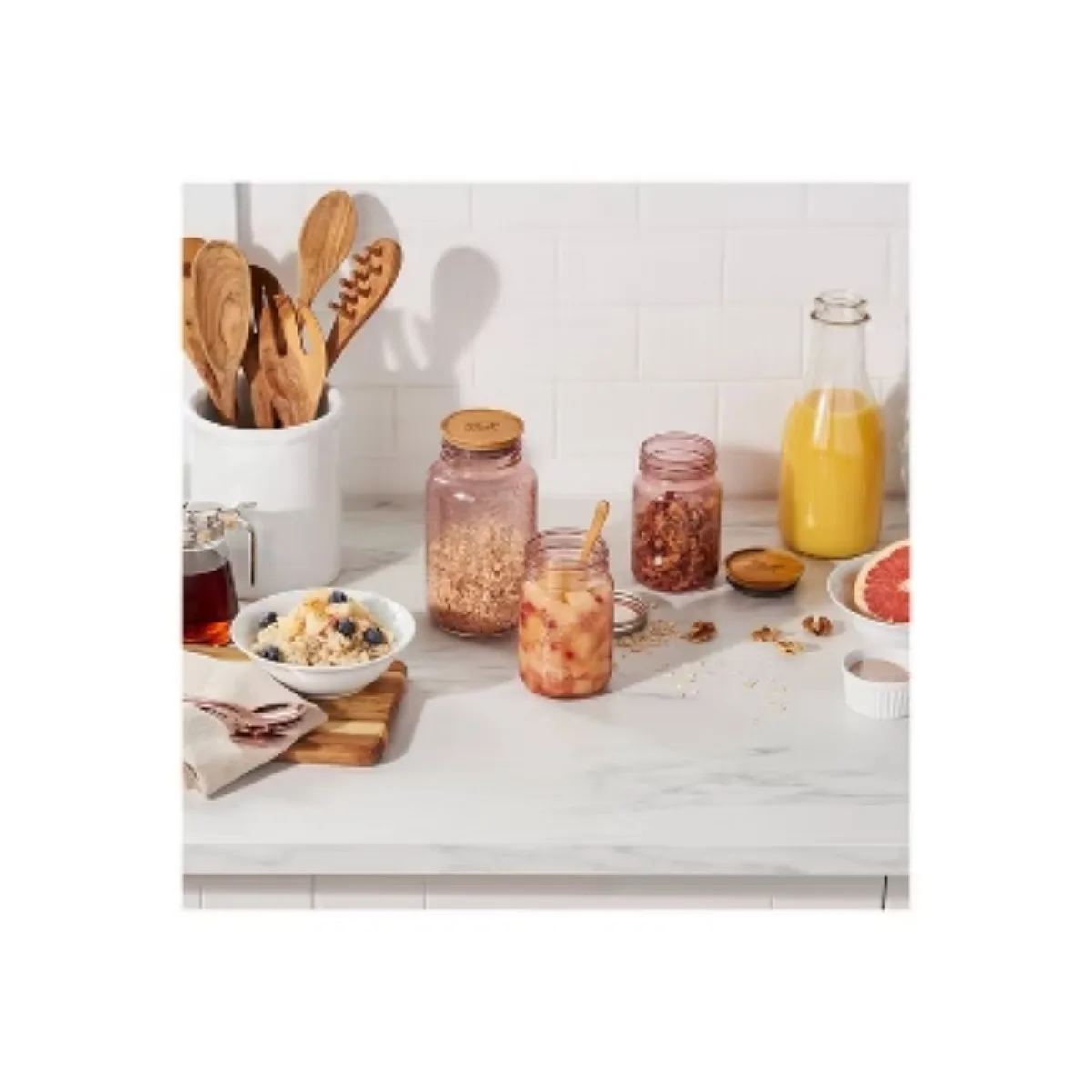 16oz 4-Pack Glass Regular Mouth Rose Vintage Mason Jars with Lids and Bands: Pink Canning Jars, Dishwasher Safe