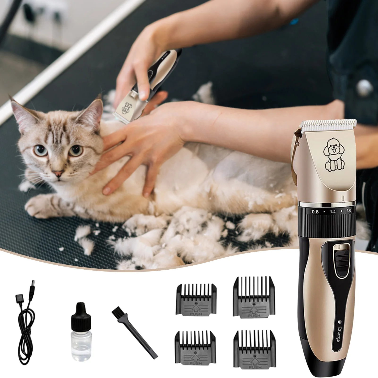 Recarregável Low Noise Hair Shaver, Clippers sem fio, Shaver para animais de estimação, cães, gatos, coelho