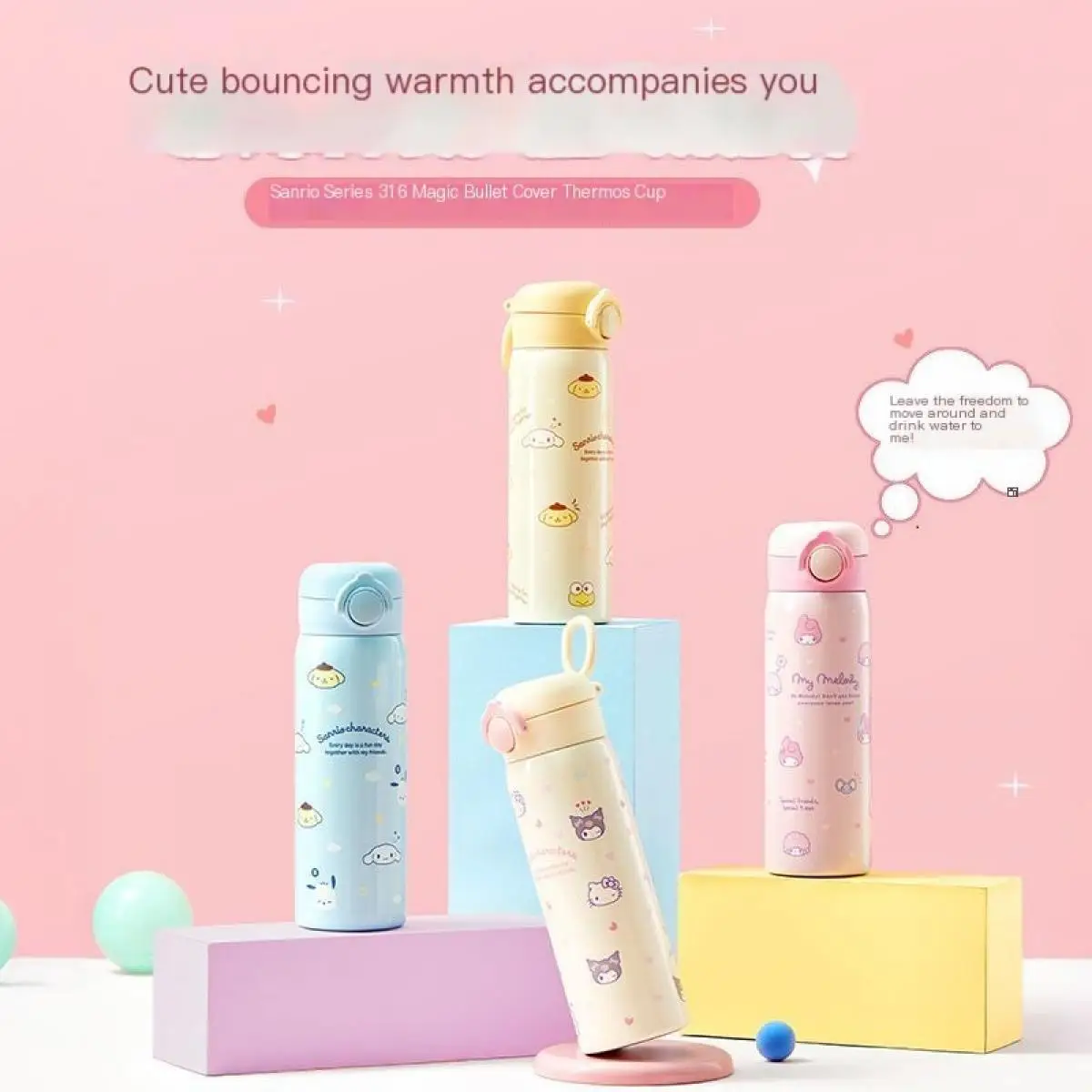 

Sanrio милая портативная мелодия изолированная кружка студенческий кампус уличный новый мультфильм большая емкость Kawaii чашка для воды подарок на день рождения для девочек