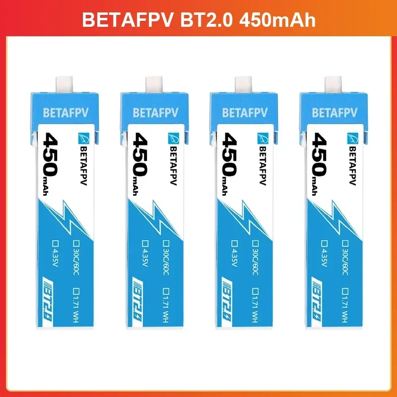 BETAFPV 4pcs BT2.0 450mAh 1S Battery 4.35V for Cetus Pro/Cetus X Kit FPV Drones Battery DroneAccessories