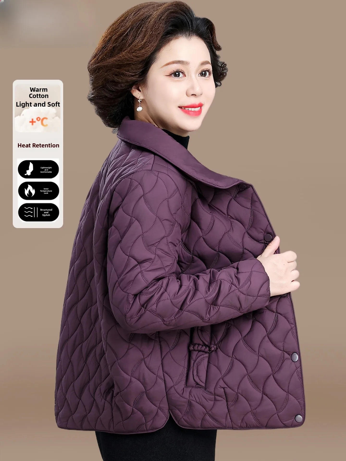 

Red down Cotton Jaet ort Sle for 50 Year Old Women Winter Clothes Casual Loose Fit Anti Wind Warmth Fem Outerwear