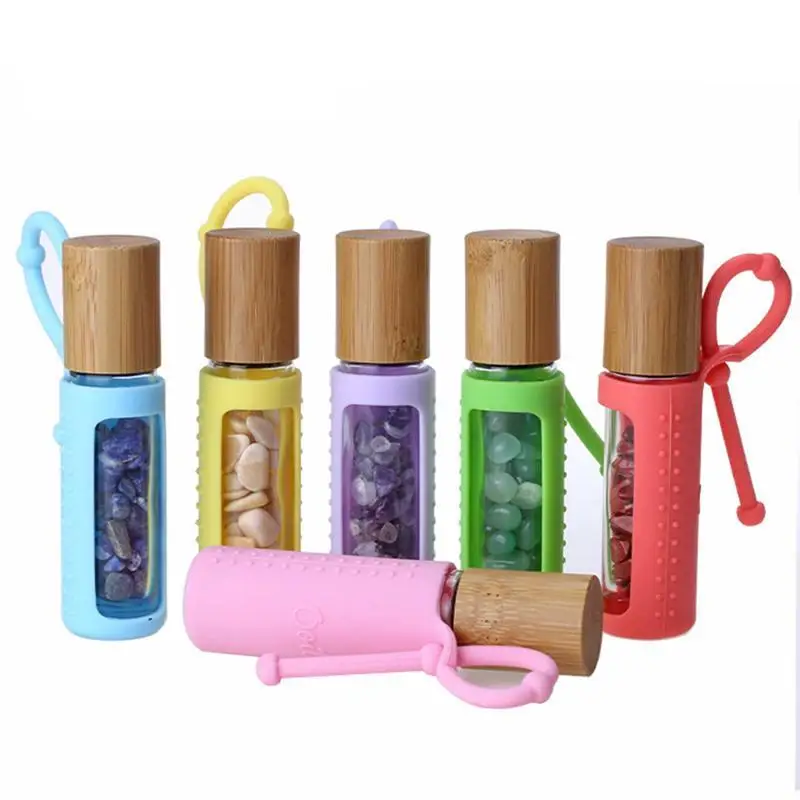 6pcs 10ML Roller Bottle Holder Essential Oil Carrying Case Refillable Bottle Sleeve Silicone Protective Cover Not Include Bottle