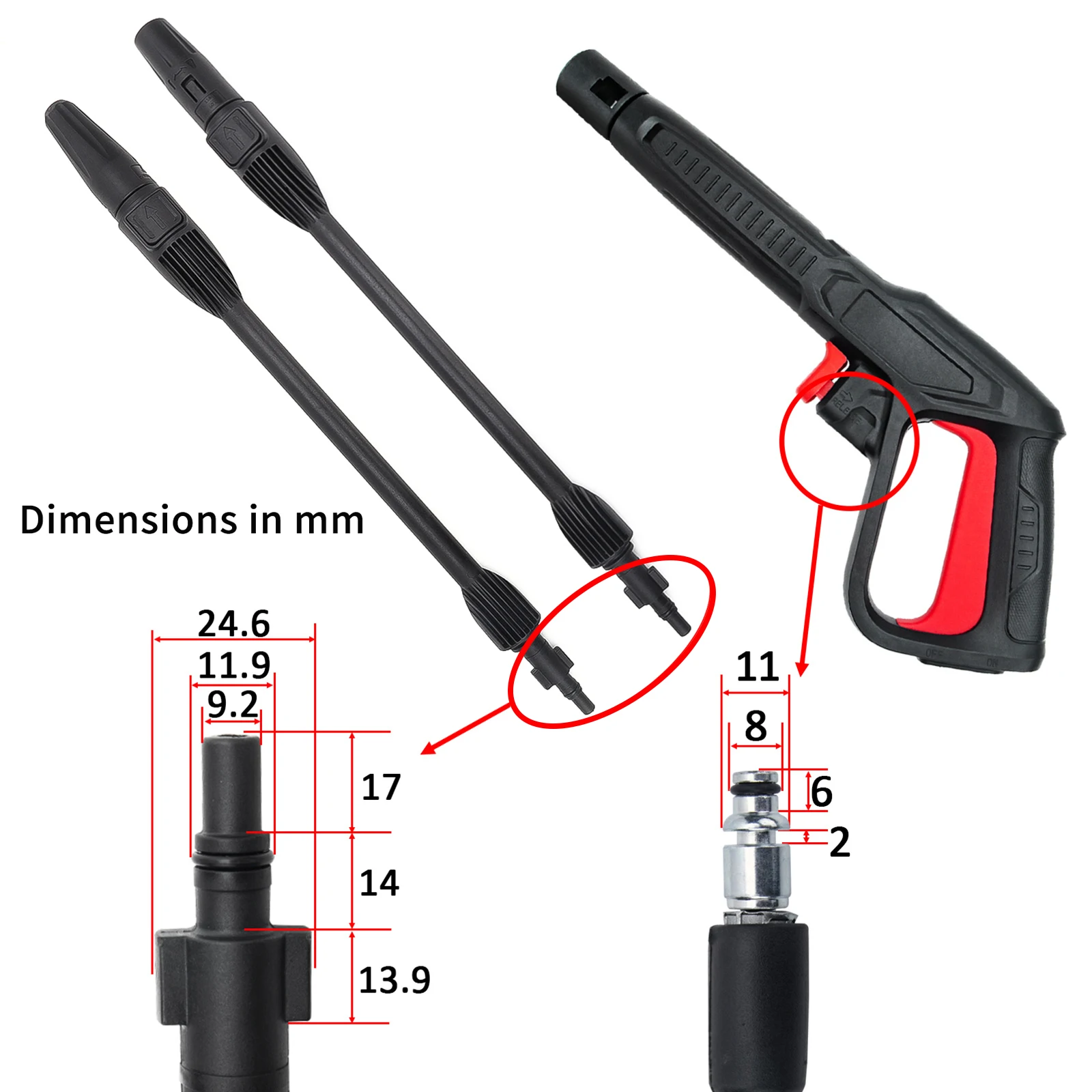 High Pressure Washer Spray Gun Jet Lance Nozzle Car Washer Jet Water Gun Spear Wand for Bosch Black Decker AR Blue Clean Makita