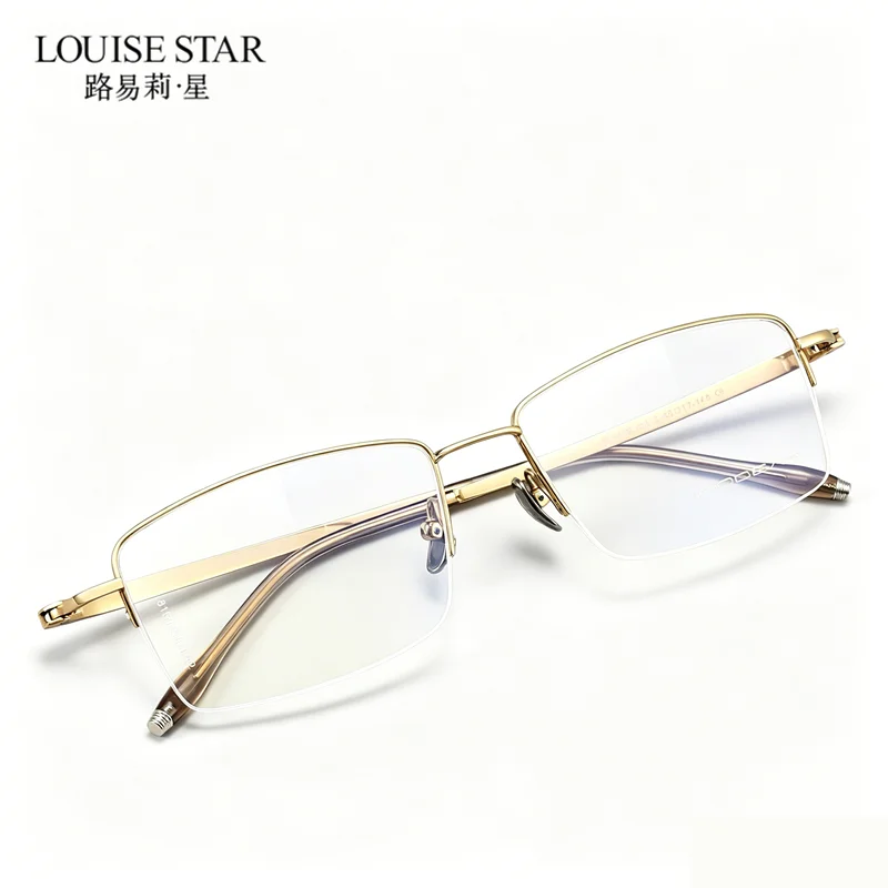 Business gold wire half frame glasses pure titanium men's prescription glasses myopia glasses prescription astigmatism