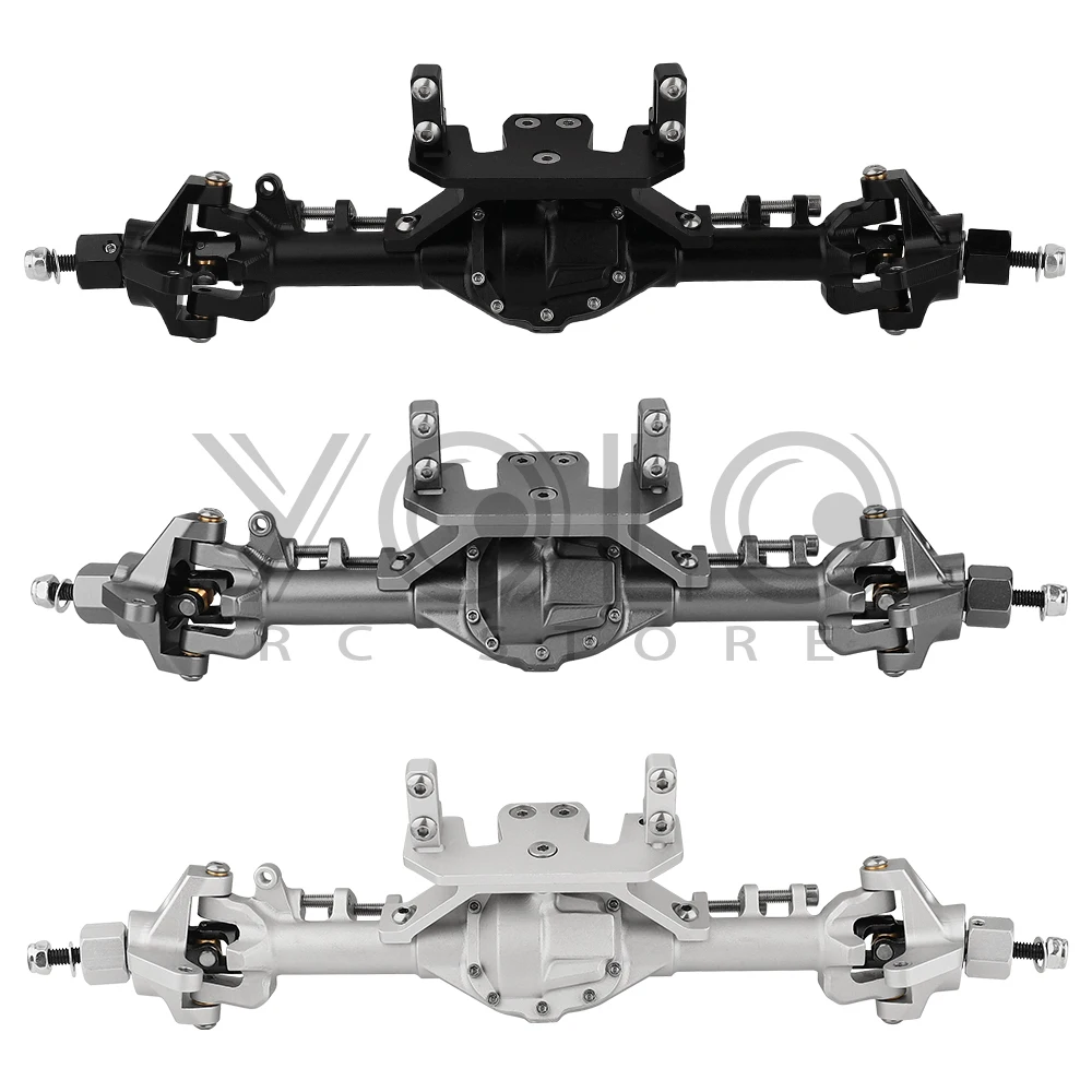 Alberi dell\'asse anteriore e posteriore asse in alluminio integrato cingolato da roccia con asta di sterzo Servo per 1/10 RC Axial SCX10 II