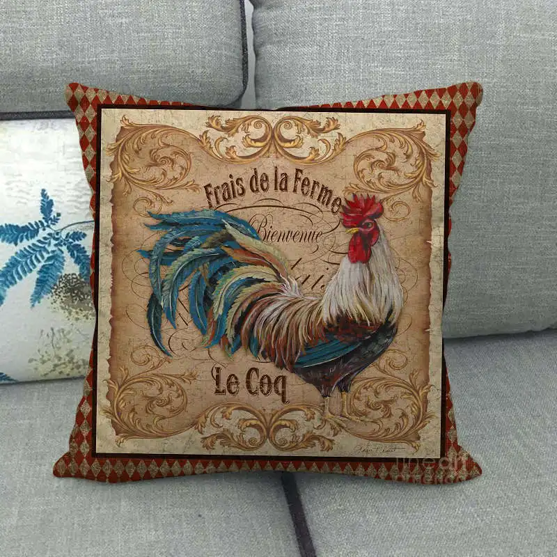 Cute Rooster Pillowcase Decor Lovely Pet Pillow Cover Animal Printed Cushion Cover Linen Pillow Case For Home Sofa Living Room