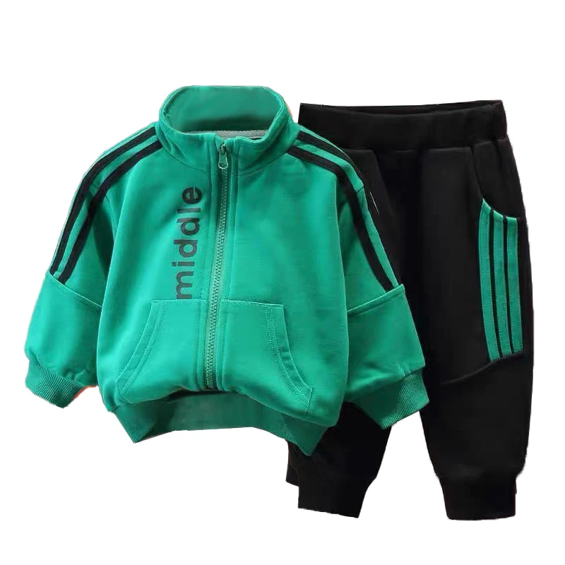 

Autumn Cotton Children Clothing Set Toddler Boys Costume Striped Zipper Jackets + Pants 2Pcs Outfits Kids Clothes Sport Suit