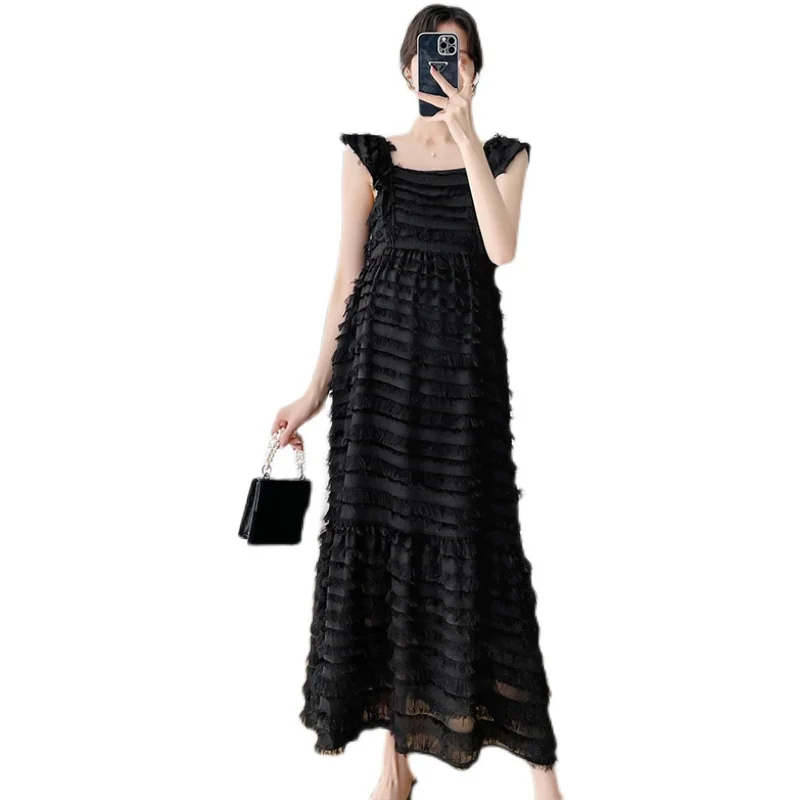 New Summer Maternity Long Dress Elegant Party A Line Sleeveless Clothes for Pregnant Women Dreeses