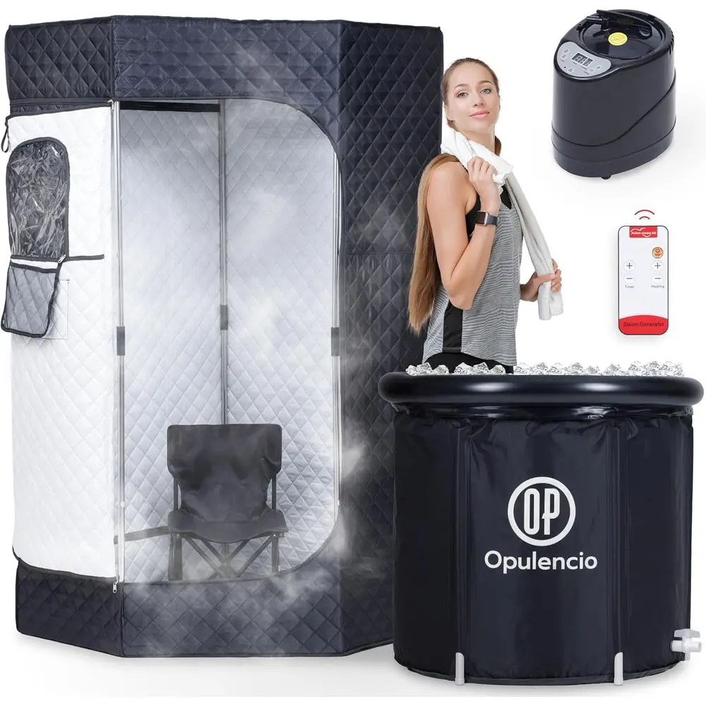 

Комбинированная домашняя сауна и холодное погружение — большая паровая палатка с ледяной ванной, пароваркой 3 л, 9 уровней нагрева, стулом, пультом дистанционного управления, 5,9 x 2,9 x 2,9 дюйма