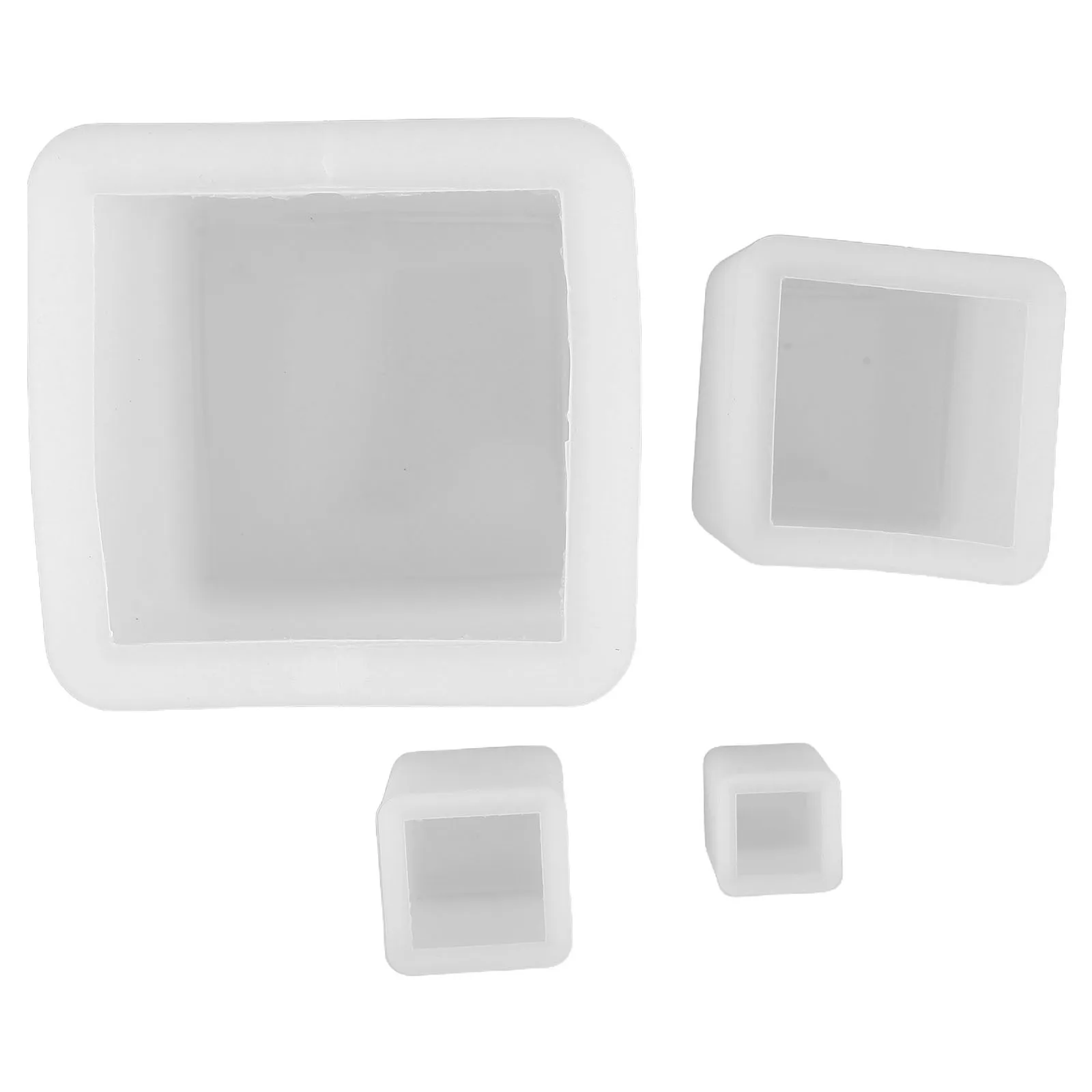 

4Pcs Square Silicone Resin Casting Molds Cube Shape Molds for DIY Soap Making Resin Flower Mold Home Decoration