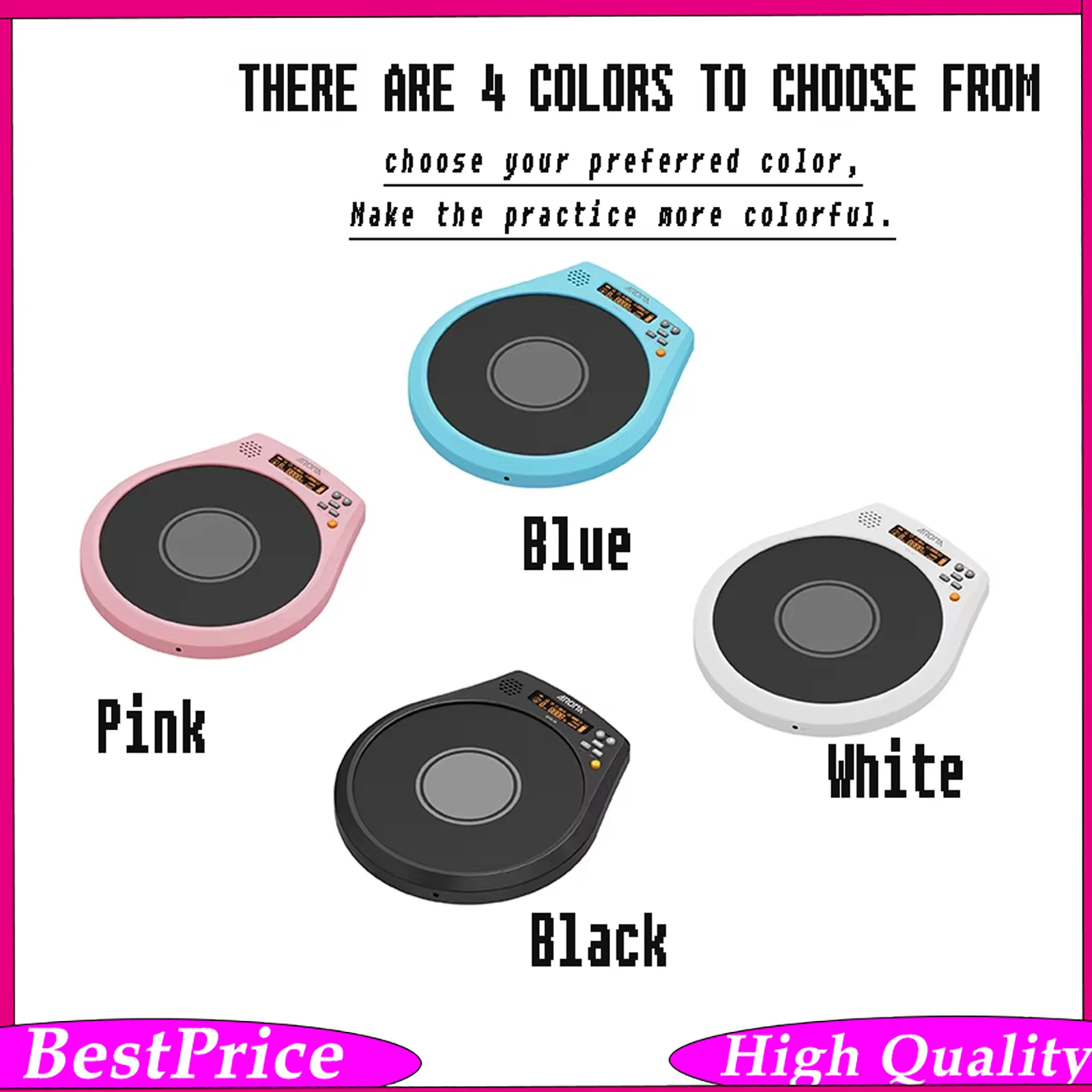 AROMA Electronic Dumb Drum Pad Rechargeable Multifunction Digital 3 IN1Digital Metronome Practice Drum with Speed Detection