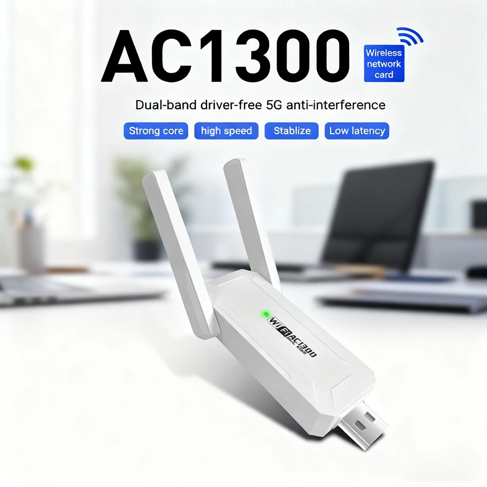 

WALRAM WiFi 5 Wireless USB Adapter Dual Band 5G 2.4G USB3.0 1300Mbps Bluetooth 5.0 Wifi Antenna Dongle Network Card For Win10/11