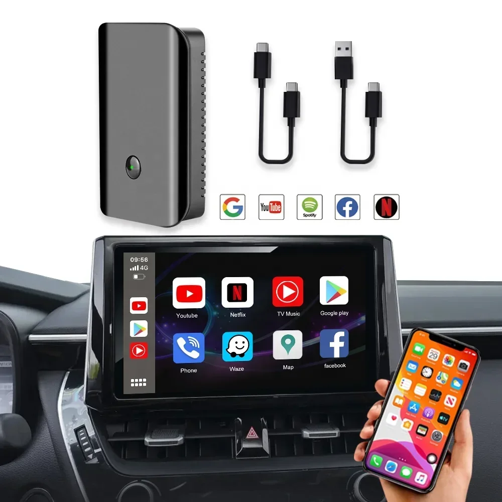 

Jmance Wired Carplay Wireless Carplay Android Auto 4Gb + 64Gb Mini Android AI Box Automotive Electronics Auto Parts