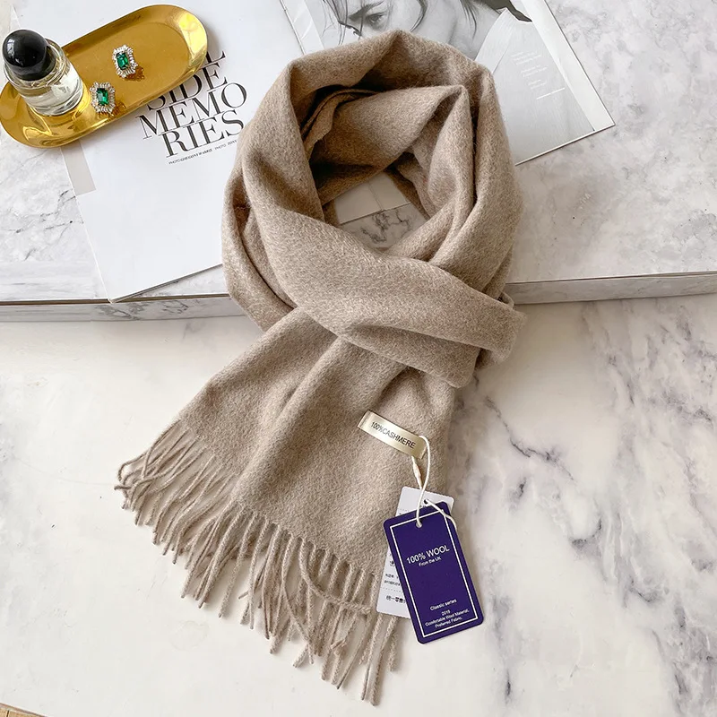 100 % Kaschmir Winter Design Pashmina Wollschal für Frauen Warme dicke Tücher und Wraps Weiblicher Bufanda Echarpe Quastenschalldämpfer – Detail 9