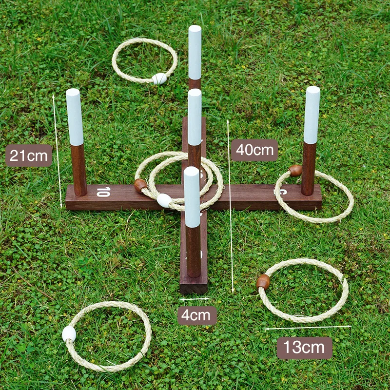 Cross Base+Storage Bag+6 Hemp Rope Loops Rings Game Kids Ring Toss Booth Outdoor Sports Toys Throwing Speed Training Games