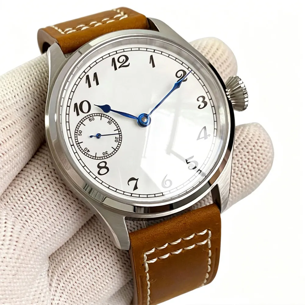 Tandorio 42mm Vintage White Dial Blue Hand ETA 6497 Mechanical Hand Wind Watch Men Sapphire Glass Pilot Style Clock Reloj hombre