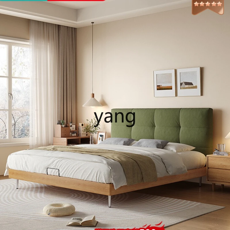 

LH household double solid wood bed antique bedroom flush edge soft bag modern fabric bed