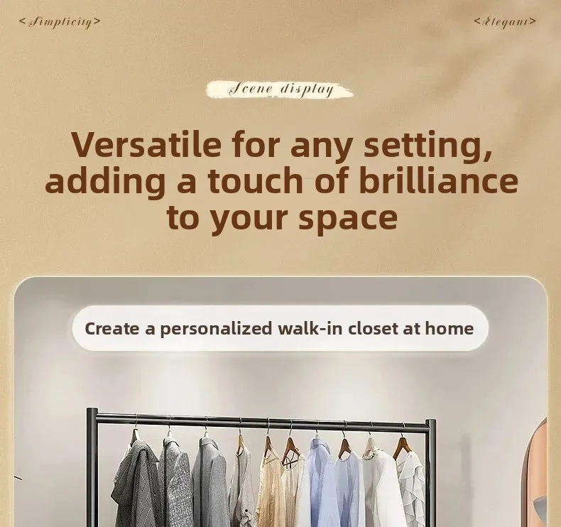 Clothes Rack for Living Room, Floor Standing Coat Hanger, Modern Closet Organizer, Multifunctional Shelves with Hook, Home