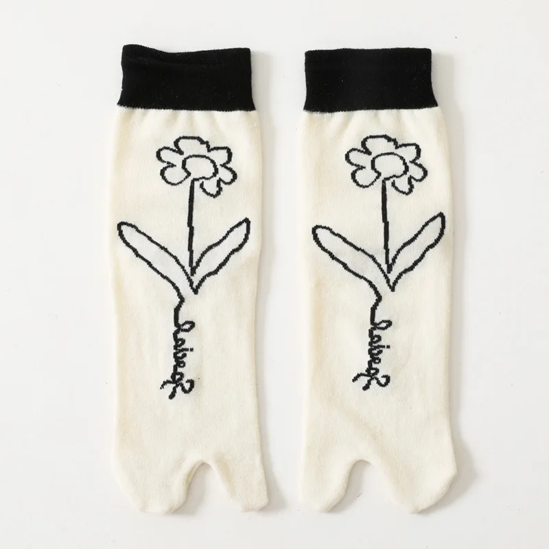 

Lace Mesh Separation Two-toe Socks Two-finger Socks Set Women Kawaii Black Socks