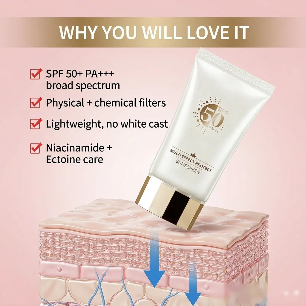 PR SUNWAL Invisible Sun Barrier SPF50 PA+++ Physical Chemical Filter Sunscreen Lightweight No White Cast Fast Absorb