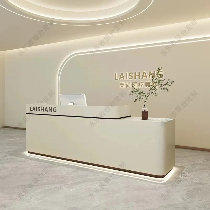 Executive Coffee Reception Desk Cashier Retail Modern Counter Reception Desk Luxury Meuble Caisse Commercial Furnitures HDH