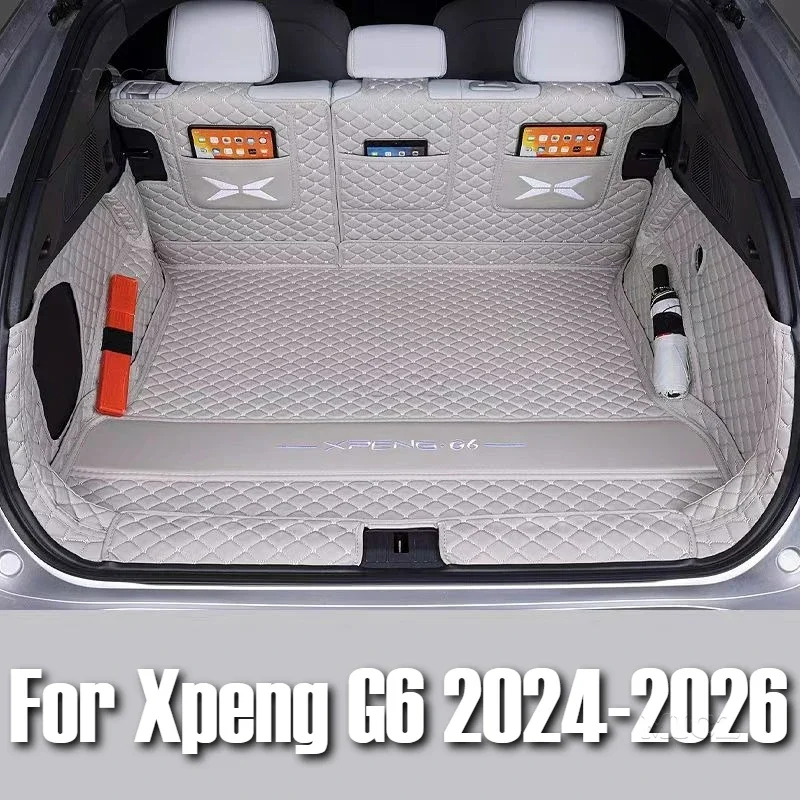 

For Xpeng G6 2024 2025 2026 Car Accessories Boot Mat Rear Trunk Liner Cargo Protection Leather Mat Interior Modification