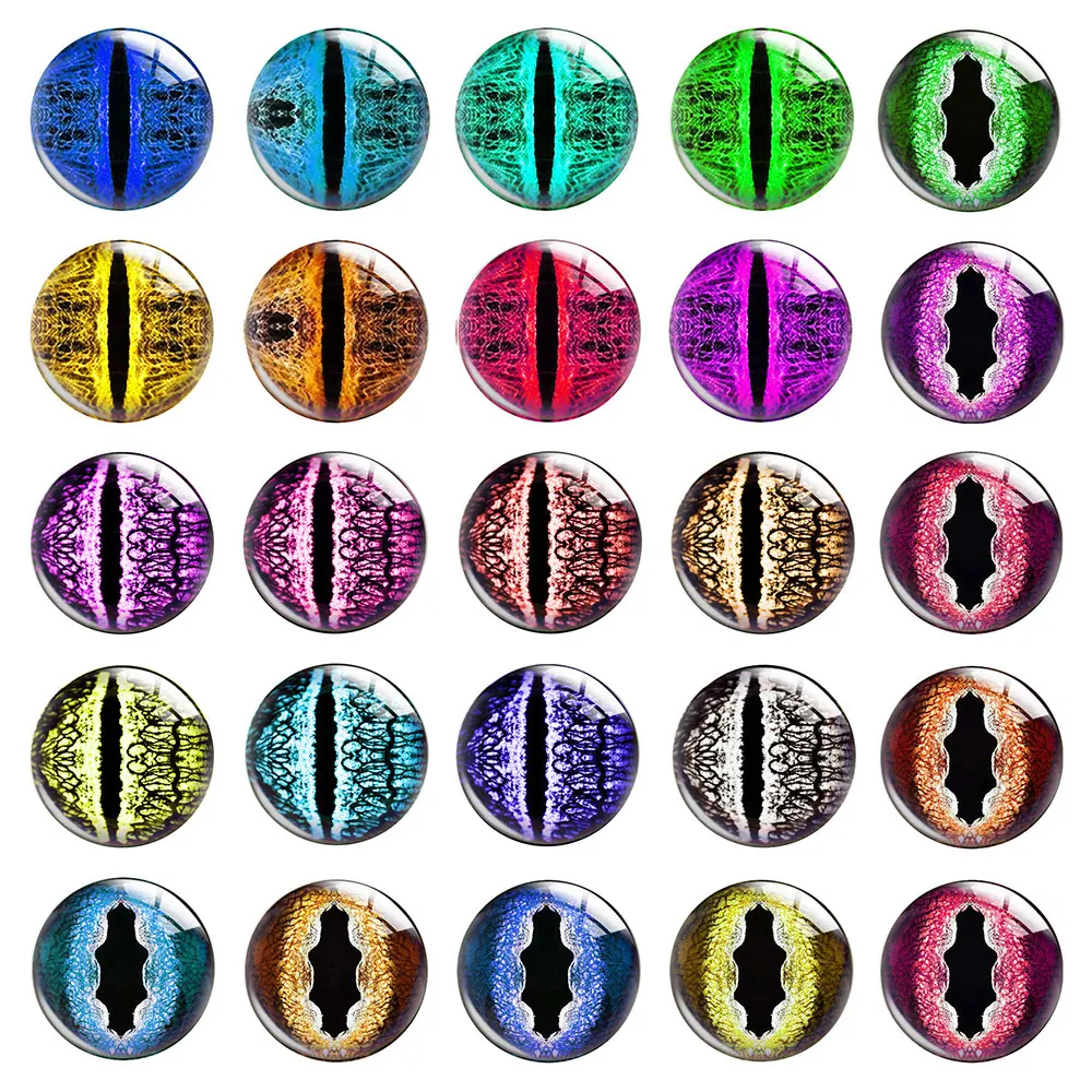 Scale-patterned Vertical Eye Dragon Eyeball Reptilian Beast Photo Glass Cabochon Flatback Demo Cameo For Diy Jewelry Making