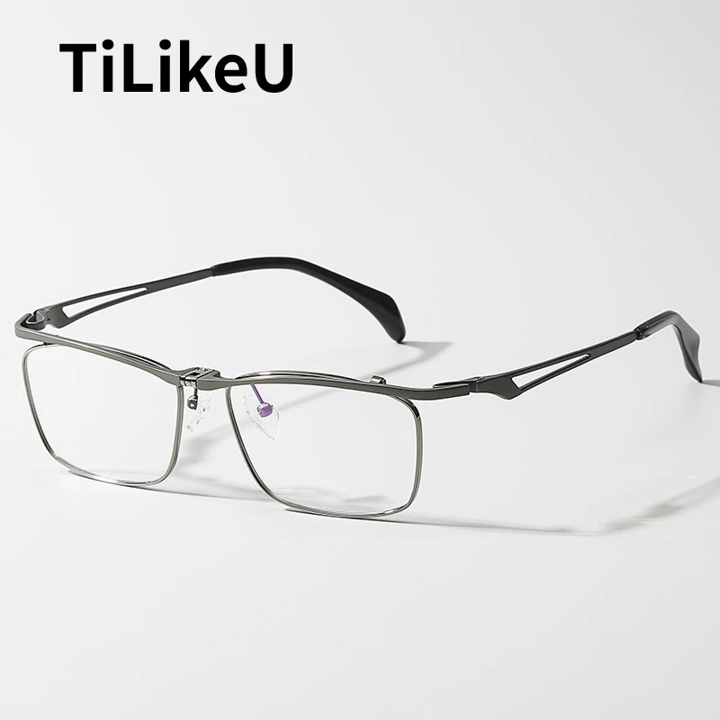 

Designer New Pure Titanium Eyeglass Frame Brand Fashion Flip Up Eyeglasses Vintage Men Business Myopia Presbyopia Glasses Frames