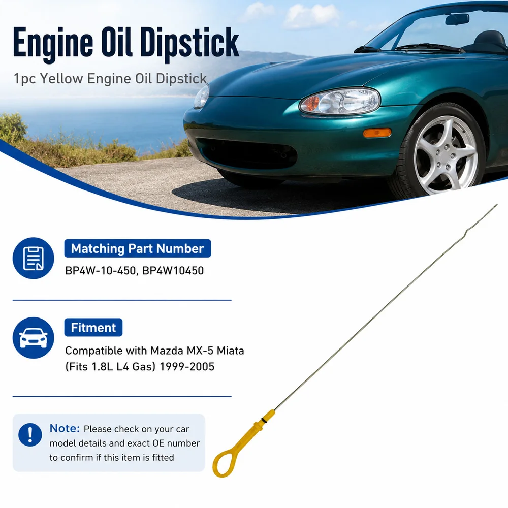 Oil Level Dipstick BP4W-10-450, BP4W10450 513 mm / 20.20 in For Mazda MX-5 Miata 1.8L L4  1999 2000 2001 2002 2003 2004 2005