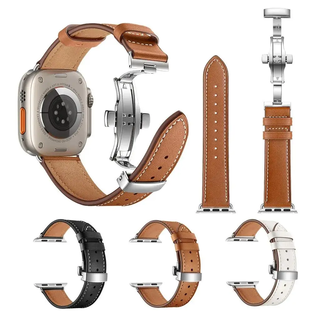 Lederarmband für Apple Watch 42mm 46 41 45 38 44 40 Ultra 49mm Modisches Uhrenarmband für Iwatch Serie SE 12 11 10 9 8 7 6 5 4