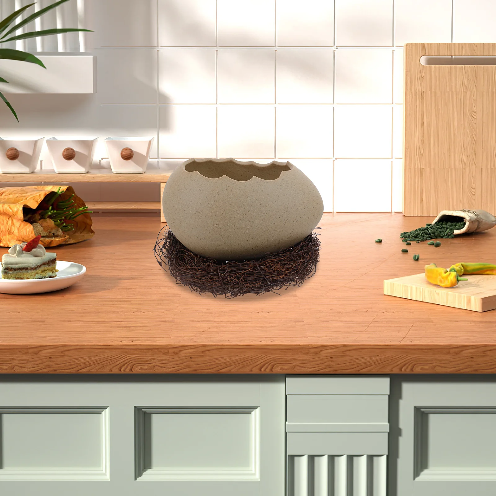 وعاء عش قشر البيض منظم طعام من السيراميك للحلوى والفاكهة والوجبات الخفيفة والصلصة والبودنغ عرض غمس الحاويات المنزلية #5