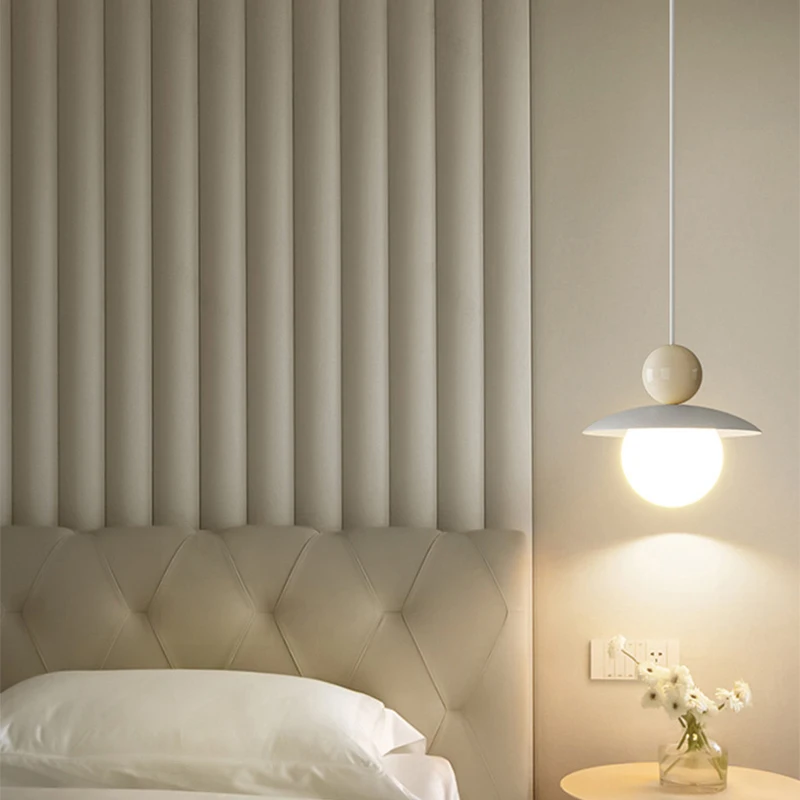 Nordic LED Pendant Light  Cream Style Modern Hanging Lamp Indoor Lighting Room Decor Chandeliers For Living Room Bedside Bedroom