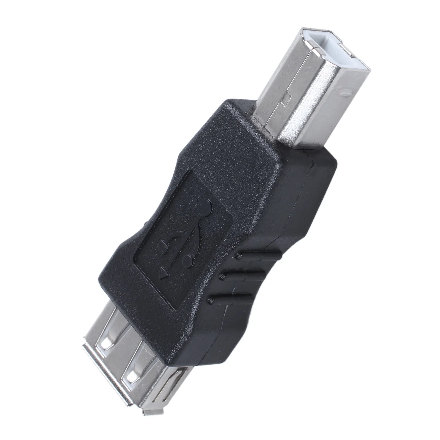 USB printer adapter type A female - type B male black silver tone