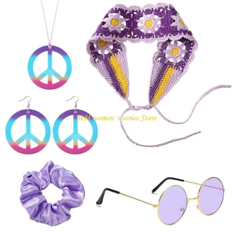 Q39C Accessori per costumi hippie degli anni '70 anni '70 Hippie Gioielli Hippie Hold Baschetta per capelli per capelli per a