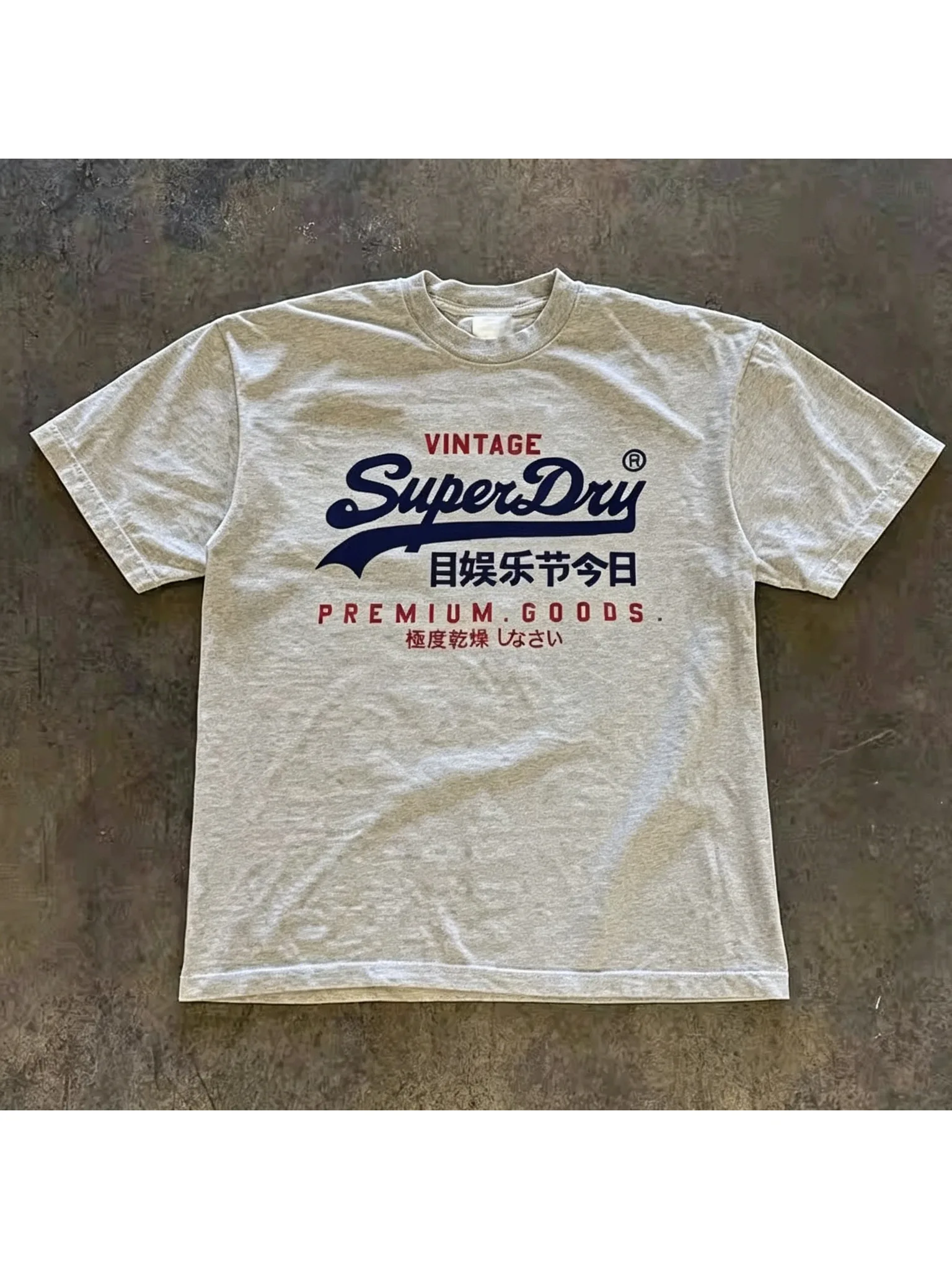 Retro SuperDry Style Japanisches Logo Grafik-T-Shirt für Herren 100% Baumwolle Oversized Streetwear Weiß 2026 Neu